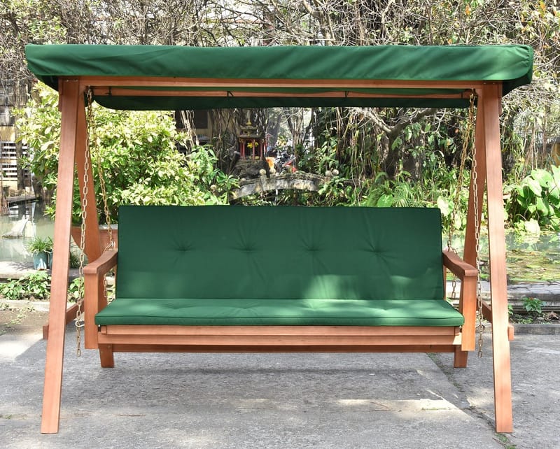 Hammock Fällbar i Trä med Tak - grön - Utemöbler - Utesoffa - Hammock