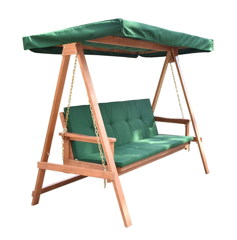Hammock Fällbar i Trä med Tak - grön - Utemöbler - Utesoffa - Hammock