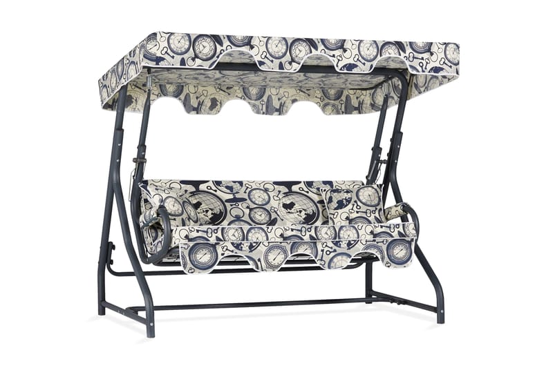 Gowanda 3-sits Hammock med Tak - Vit/blå - Utemöbler - Utesoffa - Hammock