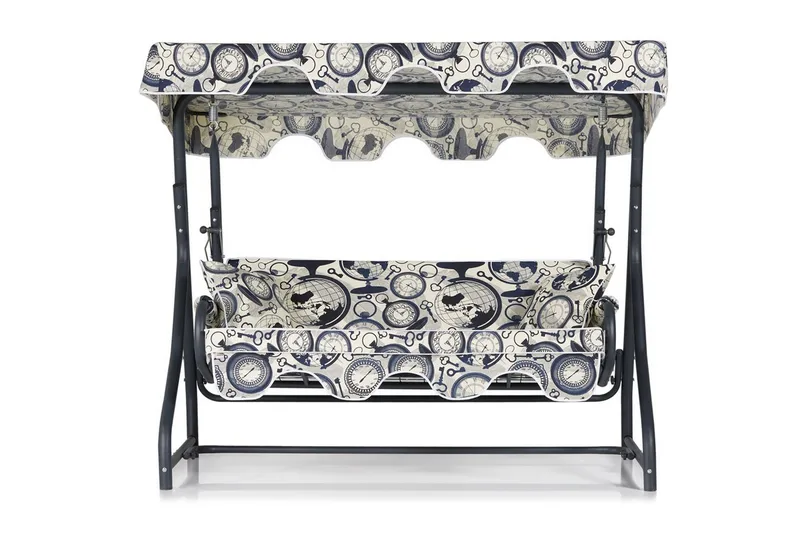 Gowanda 3-sits Hammock med Tak - Vit/blå - Utemöbler - Utesoffa - Hammock