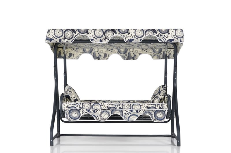 Gowanda 3-sits Hammock med Tak - Vit/blå - Utemöbler - Utesoffa - Hammock