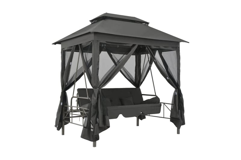 Hammock med tak antracit 220x160x240 cm stål - Grå - Utemöbler - Utesoffa - Hammock