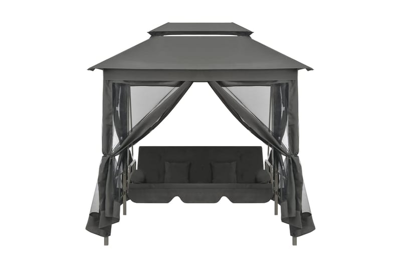 Hammock med tak antracit 220x160x240 cm stål - Grå - Utemöbler - Utesoffa - Hammock