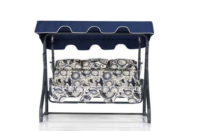 Icterina 3-sits Hammock med Tak - Vit/Mörkblå - Utemöbler - Utesoffa - Hammock