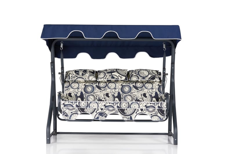 Icterina 3-sits Hammock med Tak - Vit/Mörkblå - Utemöbler - Utesoffa - Hammock