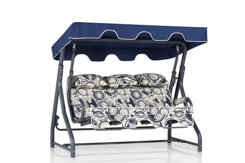 Icterina 3-sits Hammock med Tak - Vit/Mörkblå - Utemöbler - Utesoffa - Hammock