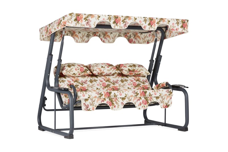 Jaudling 3-sits Hammock med Tak - Blommig/Grå - Utemöbler - Utesoffa - Hammock