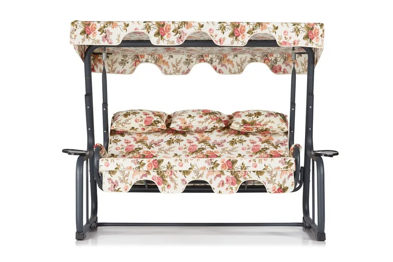 Jaudling 3-sits Hammock med Tak, Blommig/Grå