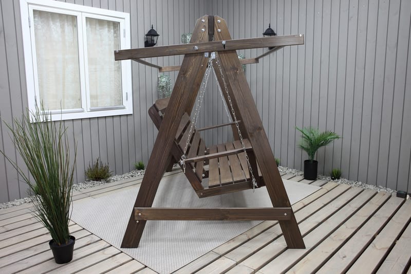 Pelle 3-sits Hammock utan tak - Brun - Utemöbler - Utesoffa - Hammock