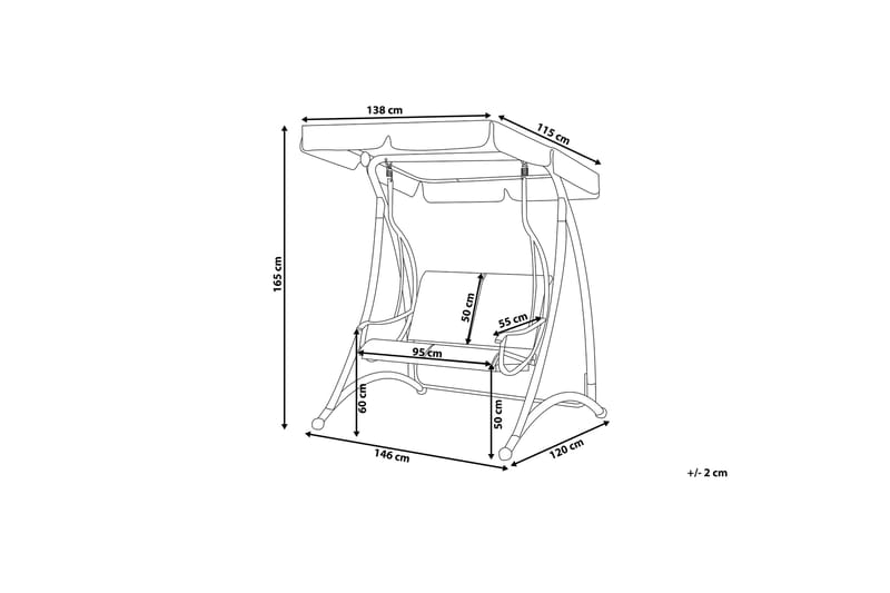 Tesero Hängsoffa 146 cm - Grå - Hammock