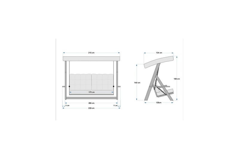 Hazim Hängsoffa Utomhus 3-sits - Natur/Beige - Utemöbler - Utesoffa - Hängsoffa