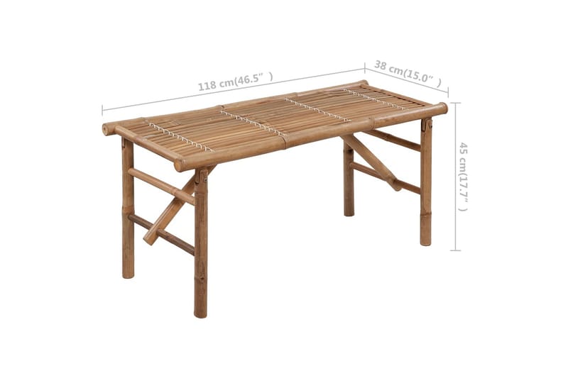 Hopfällbar Trädgårdsbänk med dyna 118 cm bambu - Grå - Utemöbler - Utesoffa - Trädgårdsbänk & utebänk