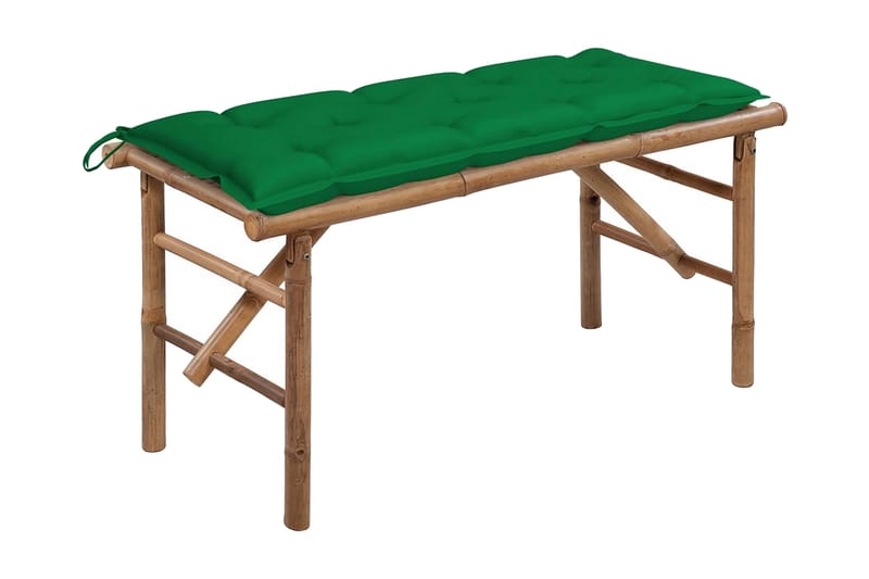 Hopfällbar Trädgårdsbänk med dyna 118 cm bambu - Grön - Utemöbler - Utesoffa - Trädgårdsbänk & utebänk
