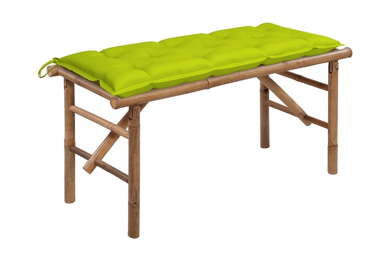 Hopfällbar Trädgårdsbänk med dyna 118 cm bambu - Grön - Utemöbler - Utesoffa - Trädgårdsbänk & utebänk