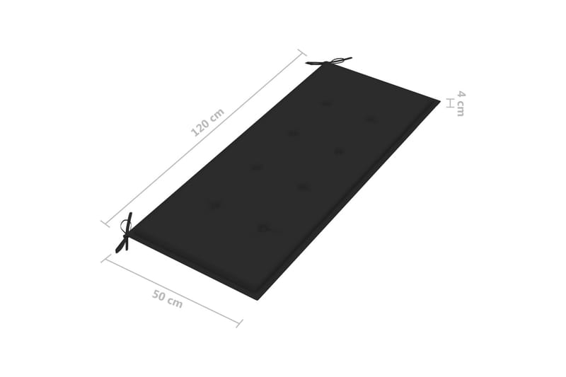 Hopfällbar Trädgårdsbänk med dyna 118 cm bambu - Svart - Utemöbler - Utesoffa - Trädgårdsbänk & utebänk