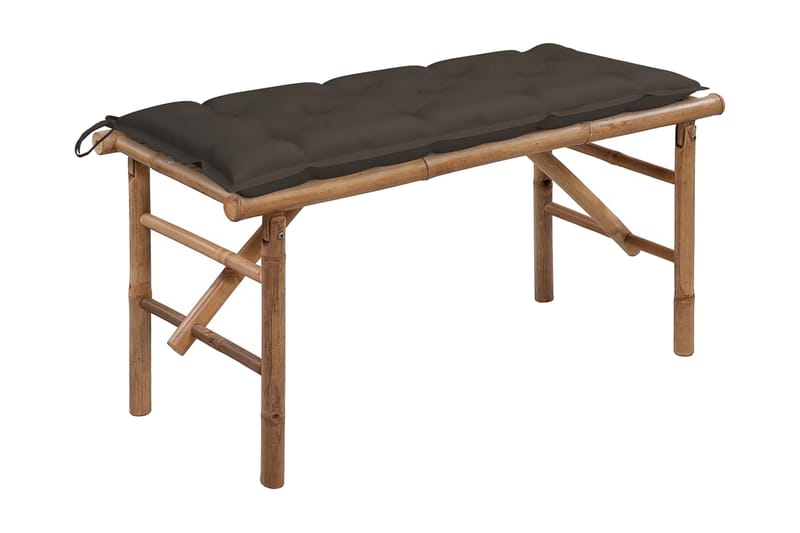 Hopfällbar Trädgårdsbänk med dyna 118 cm bambu - Taupe - Utemöbler - Utesoffa - Trädgårdsbänk & utebänk