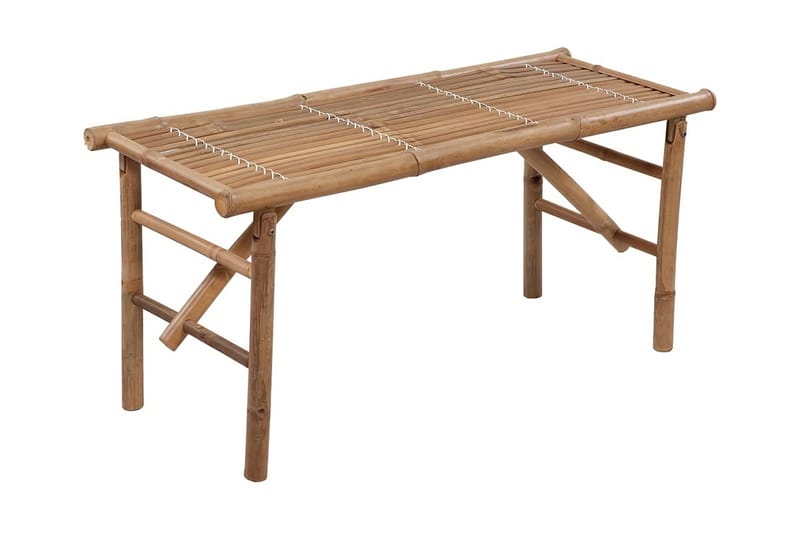 Hopfällbar Trädgårdsbänk med dyna 118 cm bambu - Vit - Utemöbler - Utesoffa - Trädgårdsbänk & utebänk