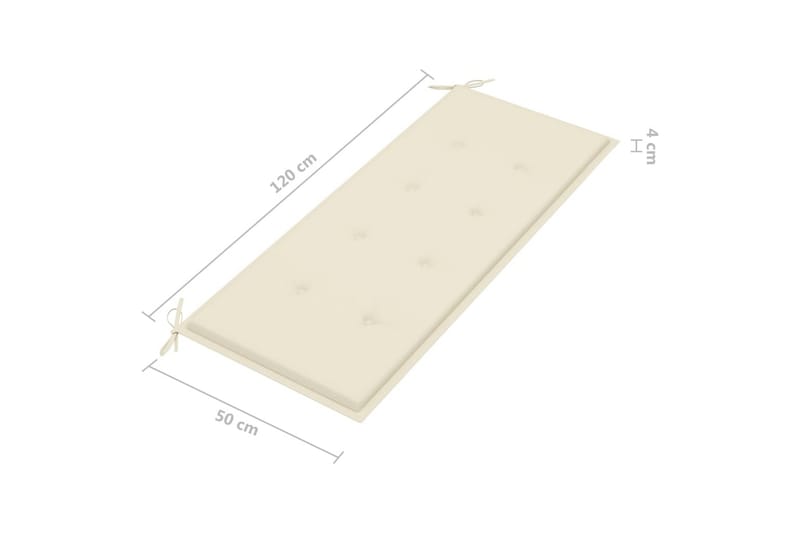 Hopfällbar Trädgårdsbänk med dyna 118 cm bambu - Vit - Utemöbler - Utesoffa - Trädgårdsbänk & utebänk