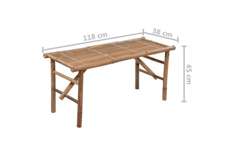 Hopfällbar Trädgårdsbänk med dyna 118 cm bambu - Vit - Utemöbler - Utesoffa - Trädgårdsbänk & utebänk