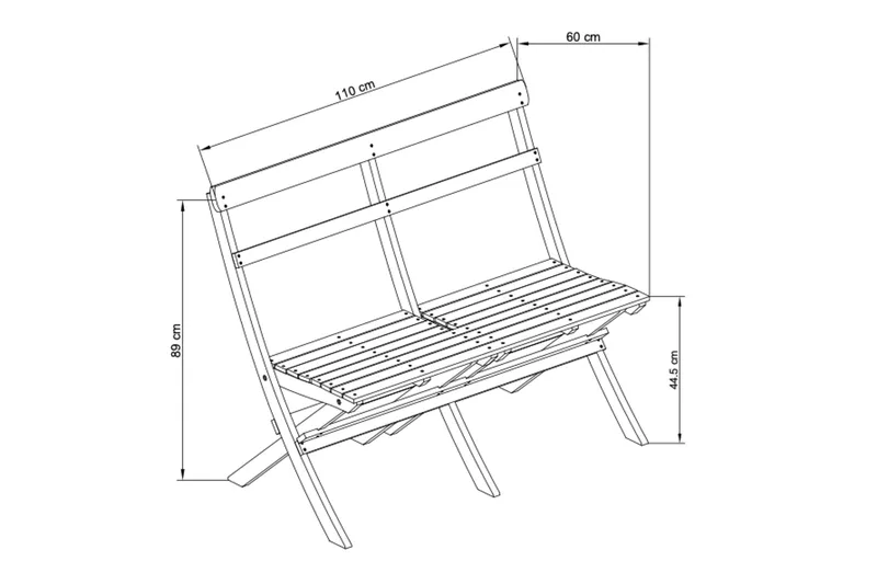 Landet liten soffa utomhus 110x60x89 cm - Träsoffa akacia - Grön - Utemöbler - Utesoffa - Trädgårdssoffa
