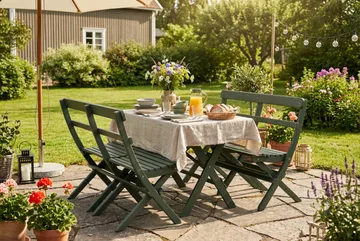 Landet liten soffa utomhus 110x60x89 cm - Träsoffa akacia - Grön - Utemöbler - Utesoffa - Trädgårdssoffa