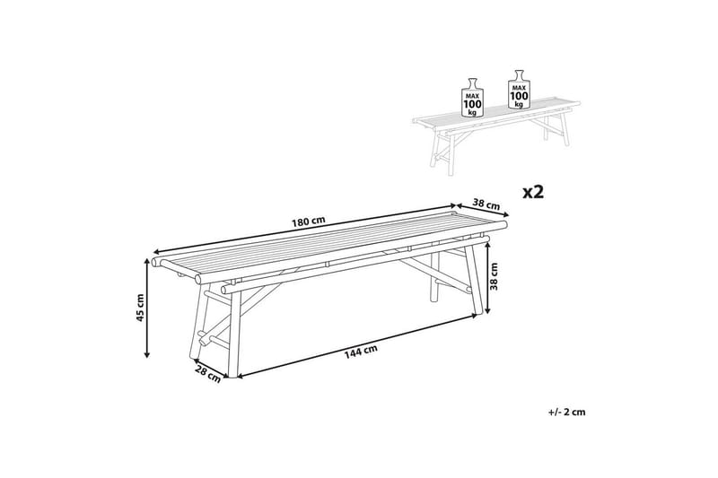 Set med 2 trädgårdsbänkar Tindari - Utemöbler - Utesoffa - Trädgårdsbänk & utebänk