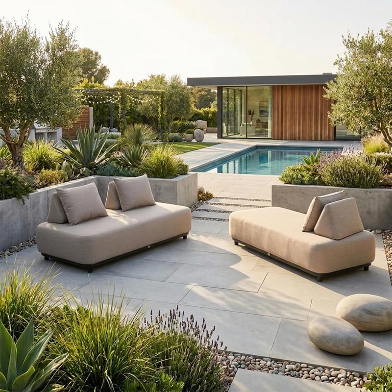 Soffa Amore 2-sits - Beige - Utemöbler - Utesoffa - Trädgårdssoffa