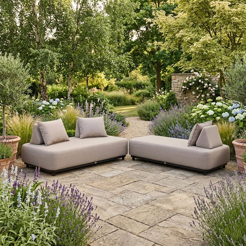 Soffa Amore 2-sits - Beige - Utemöbler - Utesoffa - Trädgårdssoffa