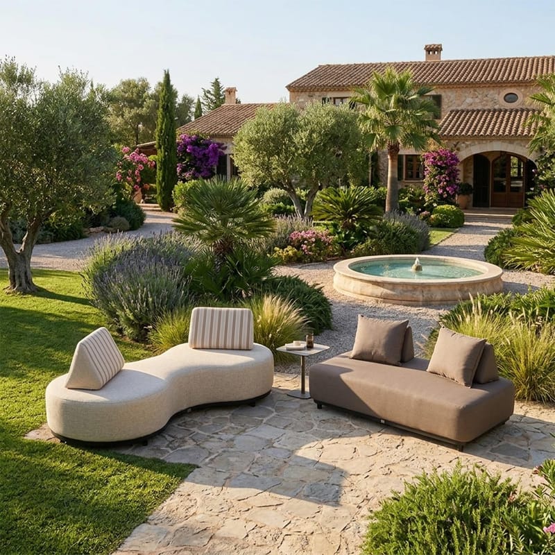 Soffa Amore 2-sits - Beige - Utemöbler - Utesoffa - Trädgårdssoffa