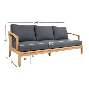 Soffa Maldive 3-sits - Brun - Utemöbler - Utesoffa - Trädgårdssoffa