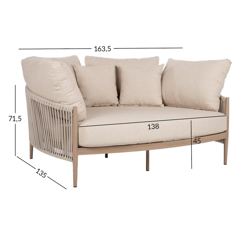 Soffa Medina 163,5x135x71,5 cm - Beige - Utemöbler - Utesoffa - Trädgårdssoffa