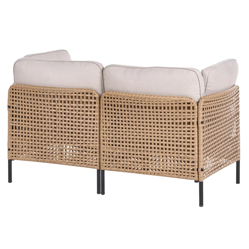 Soffa utomhus 2-Sits Omegana Konstrotting - Beige/Svart - Utemöbler - Utesoffa