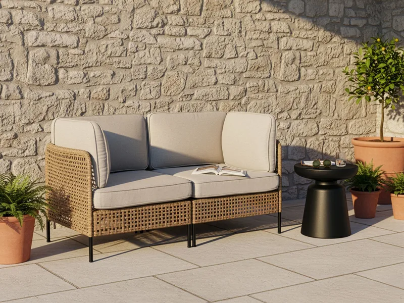 Soffa utomhus 2-Sits Omegana Konstrotting - Beige/Svart - Utemöbler - Utesoffa