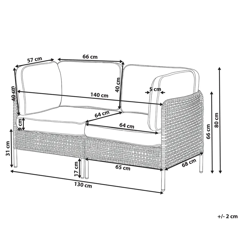Soffa utomhus 2-Sits Omegana Konstrotting - Beige/Svart - Utemöbler - Utesoffa