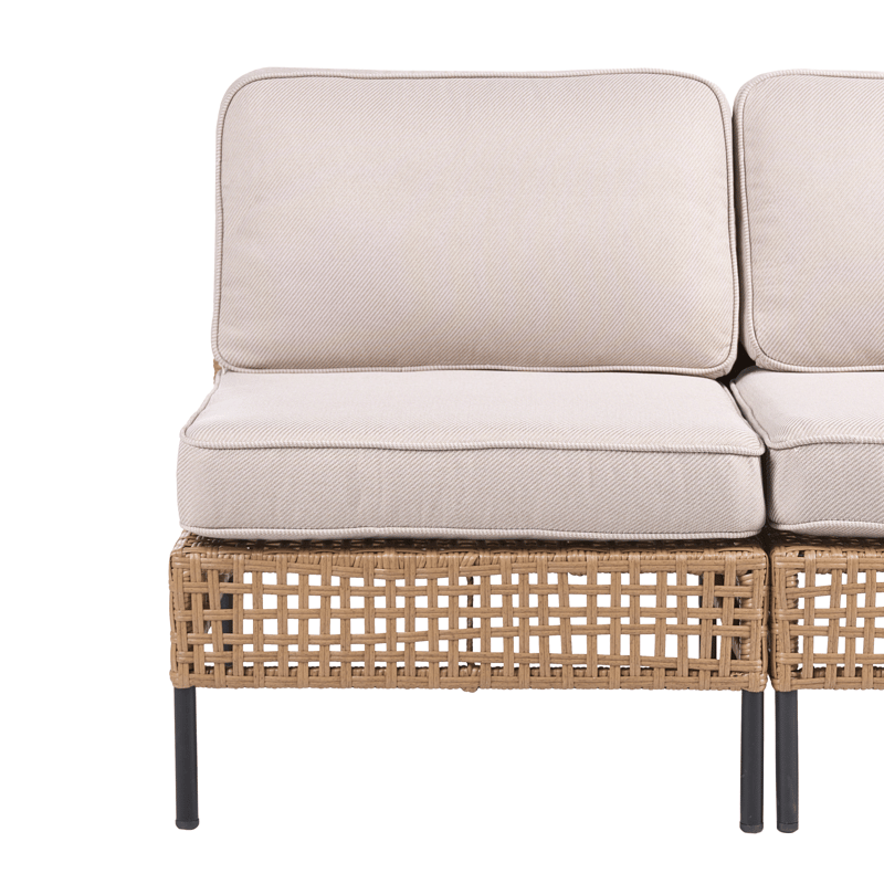 Soffa utomhus 2-Sits Omegana Utan Armstöd Konstrotting - Beige/Svart - Utemöbler - Utesoffa