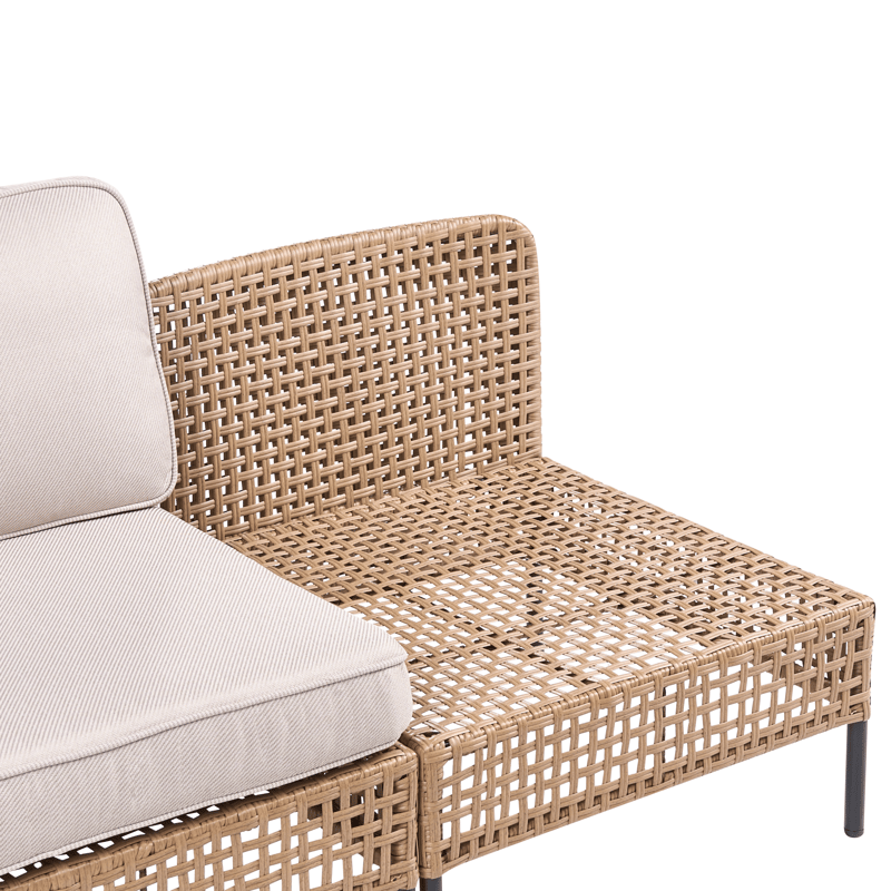 Soffa utomhus 2-Sits Omegana Utan Armstöd Konstrotting - Beige/Svart - Utemöbler - Utesoffa