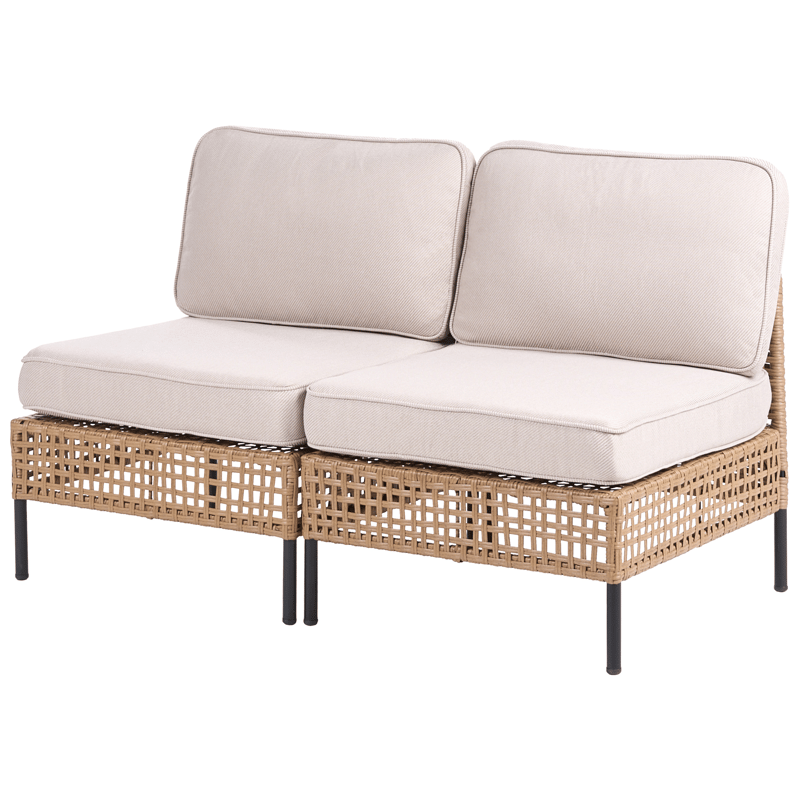 Soffa utomhus 2-Sits Omegana Utan Armstöd Konstrotting - Beige/Svart - Utemöbler - Utesoffa