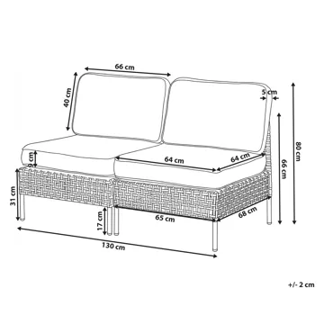Soffa utomhus 2-Sits Omegana Utan Armstöd Konstrotting - Beige/Svart - Utemöbler - Balkong - Balkongmöbler - Soffa balkong