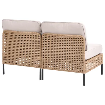 Soffa utomhus 2-Sits Omegana Utan Armstöd Konstrotting - Beige/Svart - Utemöbler - Balkong - Balkongmöbler - Soffa balkong