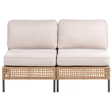 Soffa utomhus 2-Sits Omegana Utan Armstöd Konstrotting - Beige/Svart - Utemöbler - Balkong - Balkongmöbler - Soffa balkong