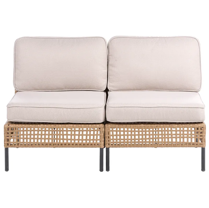 Soffa utomhus 2-Sits Omegana Utan Armstöd Konstrotting, Beige/Svart