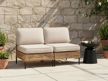 Soffa utomhus 2-Sits Omegana Utan Armstöd Konstrotting - Beige/Svart - Utemöbler - Balkong - Balkongmöbler - Soffa balkong