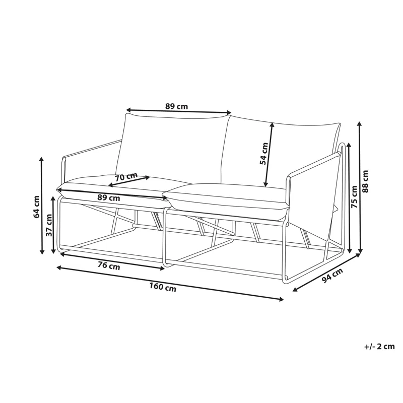 Soffa utomhus 2-Sits Ponte - Grå - Utemöbler - Utesoffa