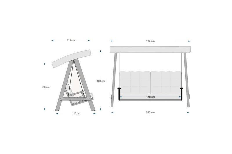 Taharoa Hängsoffa Utomhus 3-sits - Antracit - Utemöbler - Utesoffa - Hängsoffa
