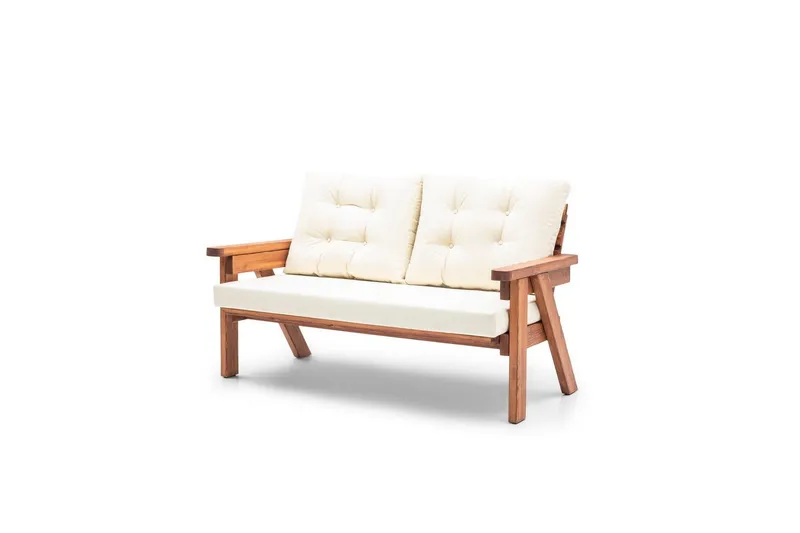 Trädgård 3-sitssoffa Zaron Gräddfärgad / Valnöt, Gräddfärgad / Valnöt