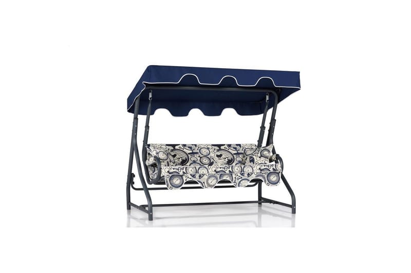 Trädgårds Trippel Gungstol Colomieuan Mörkblå / Kräm / Svart - Mörkblå / Kräm / Svart - Utemöbler - Utesoffa - Hängsoffa