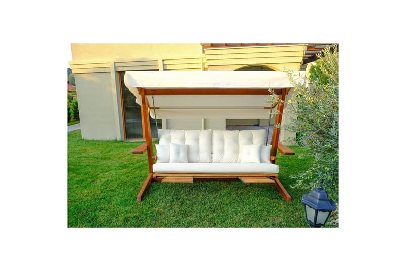 Trädgårds Trippel Gungstol Dasina Natur / Beige - Natur / Beige - Utemöbler - Utesoffa - Hängsoffa