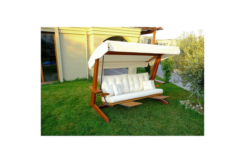 Trädgårds Trippel Gungstol Dasina Natur / Beige - Natur / Beige - Utemöbler - Utesoffa - Hängsoffa