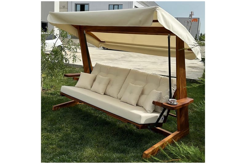 Trädgårds Trippel Gungstol Dasina Natur / Beige - Natur / Beige - Utemöbler - Utesoffa - Hängsoffa