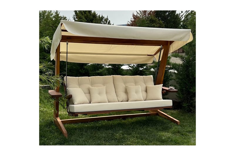 Trädgårds Trippel Gungstol Dasina Natur / Beige - Natur / Beige - Utemöbler - Utesoffa - Hängsoffa